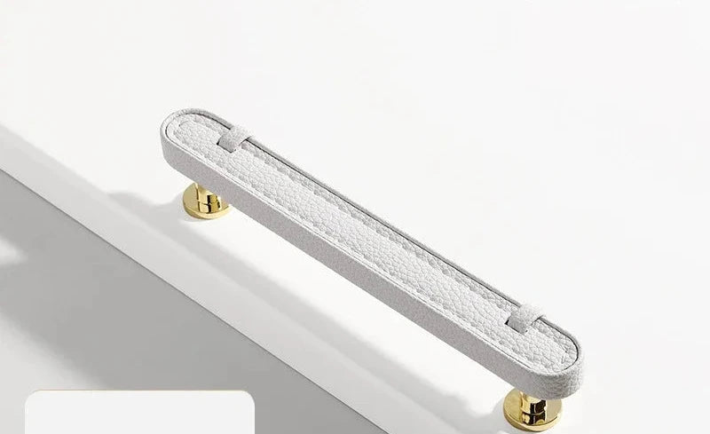 Poignée de porte meuble tiroir en cuir blanc