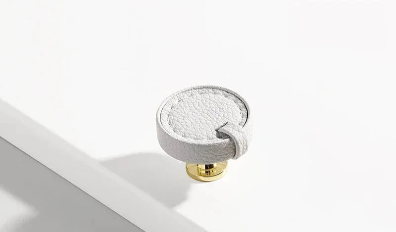 Poignée de porte meuble tiroir en cuir blanc