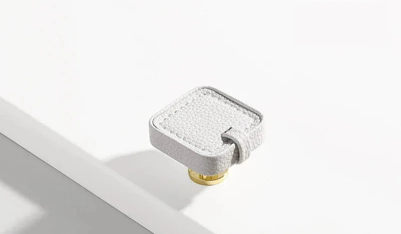 Poignée de porte meuble tiroir en cuir blanc