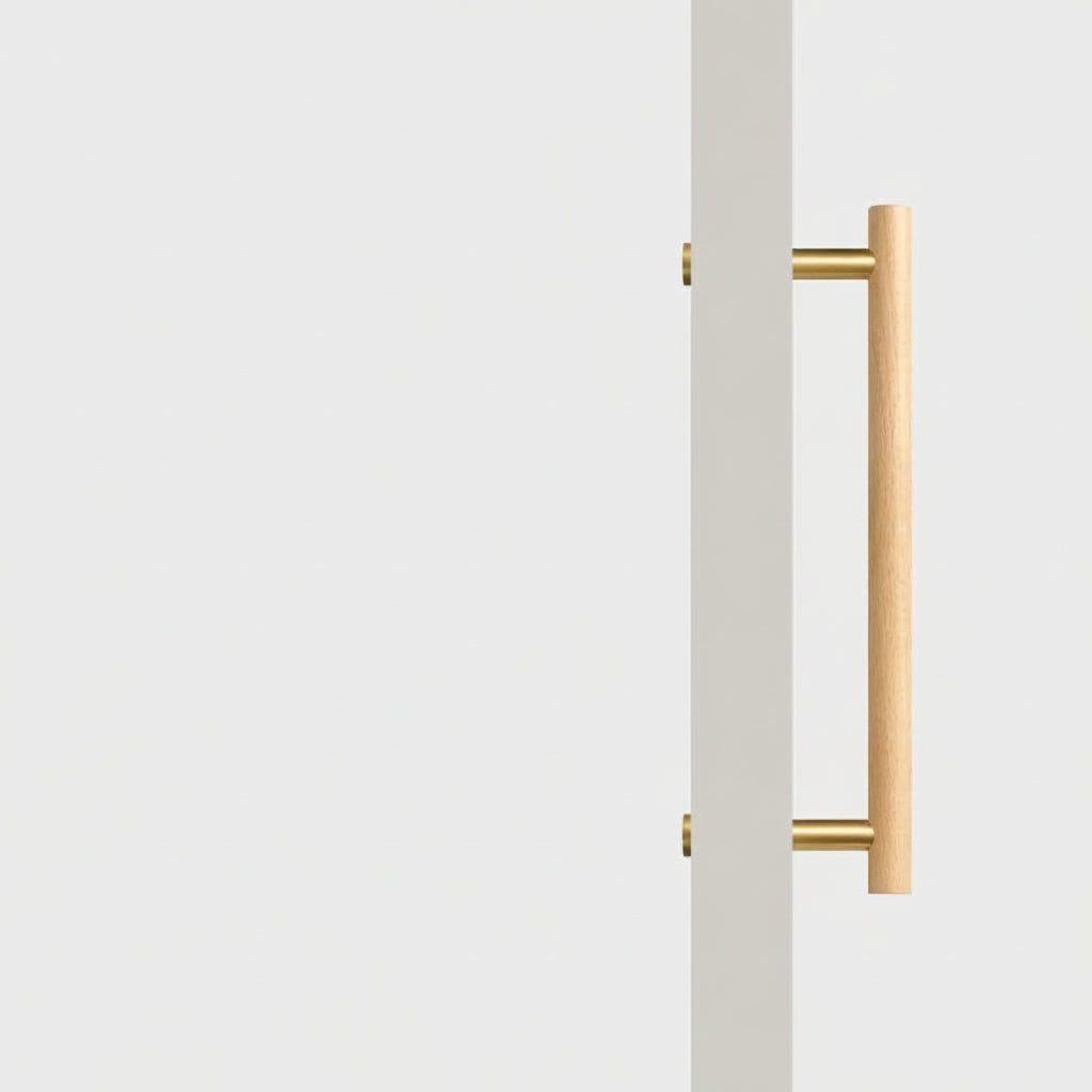 Poignée de tirage en Bois d'Hêtre et laiton Bronze