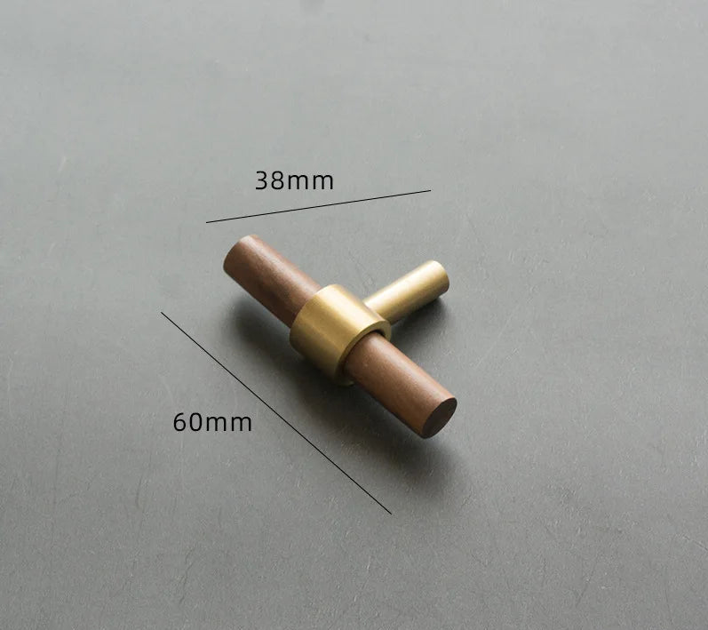 Poignées de porte bois de noyer naturel et laiton