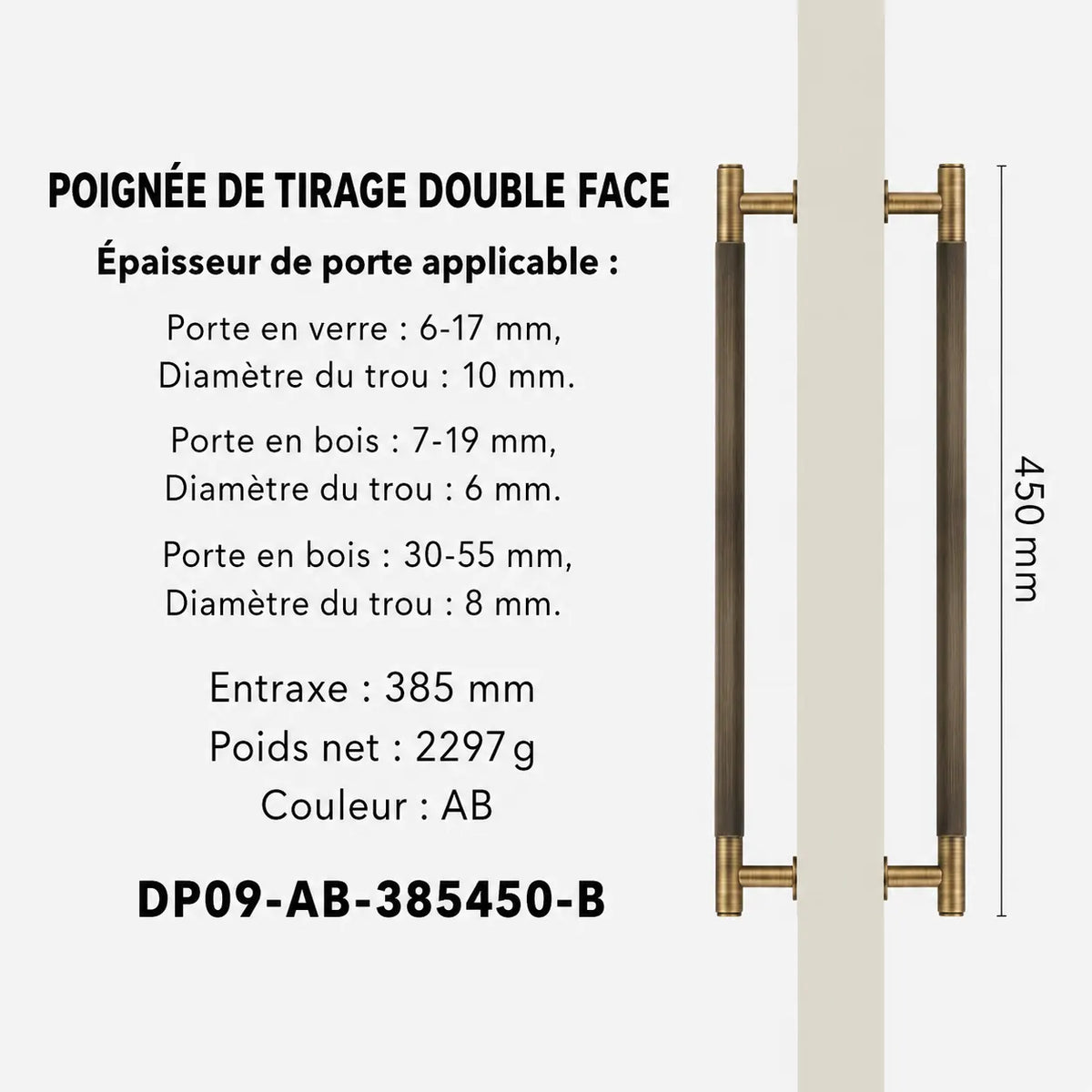 Poigne de Tirage en Laiton Brosse bronze