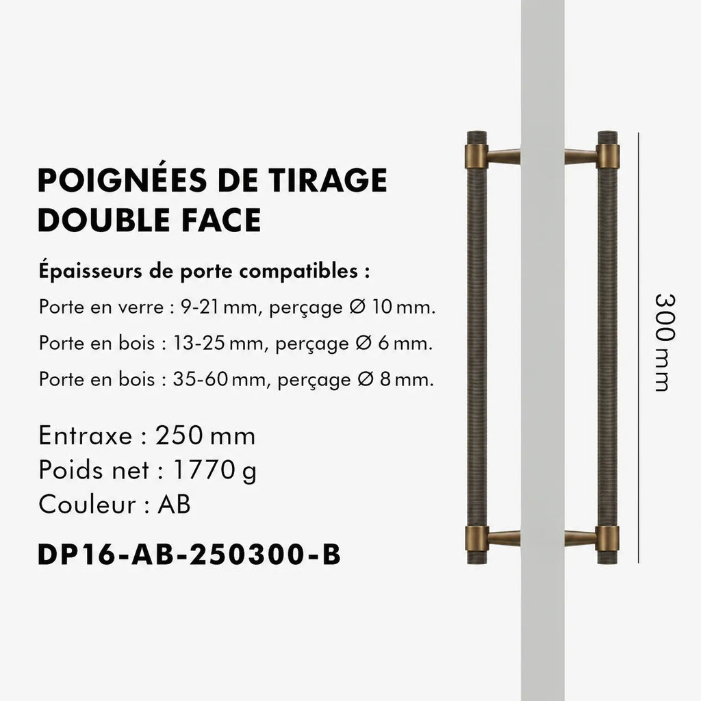 Poignée de Tirage Moletée en laiton Massif Style Art déco