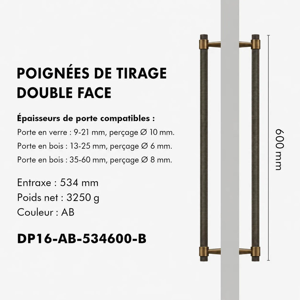 Poignée de Tirage Moletée en laiton Massif Style Art déco