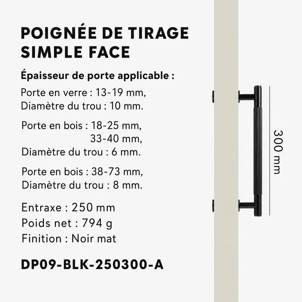 Poignée de Tirage Noir en Laiton Élégant