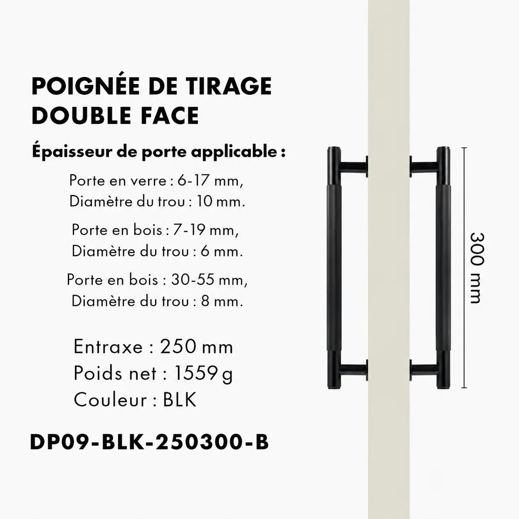 Poignée de Tirage Noir en Laiton Élégant