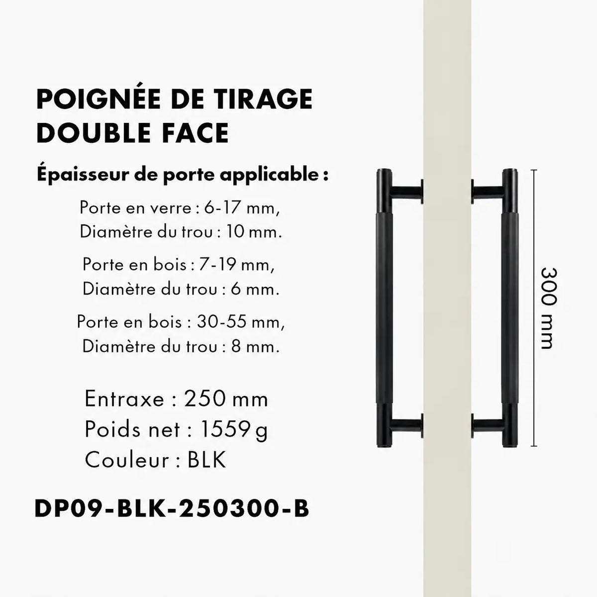 Poignée de Tirage Noir en Laiton Élégant