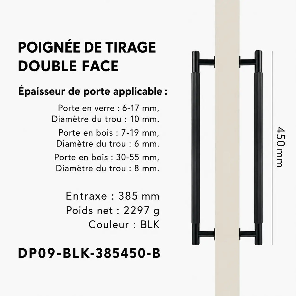 Poignée de Tirage Noir en Laiton Élégant