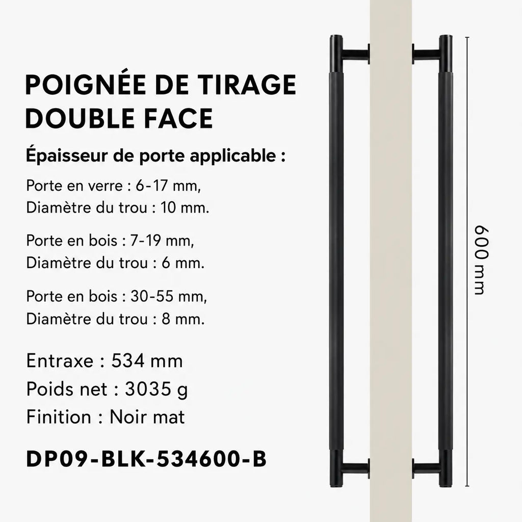 Poignée de Tirage Noir en Laiton Élégant