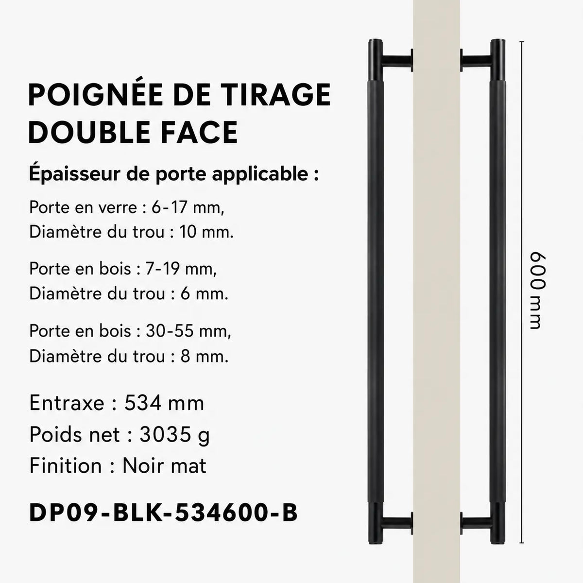 Poignée de Tirage Noir en Laiton Élégant