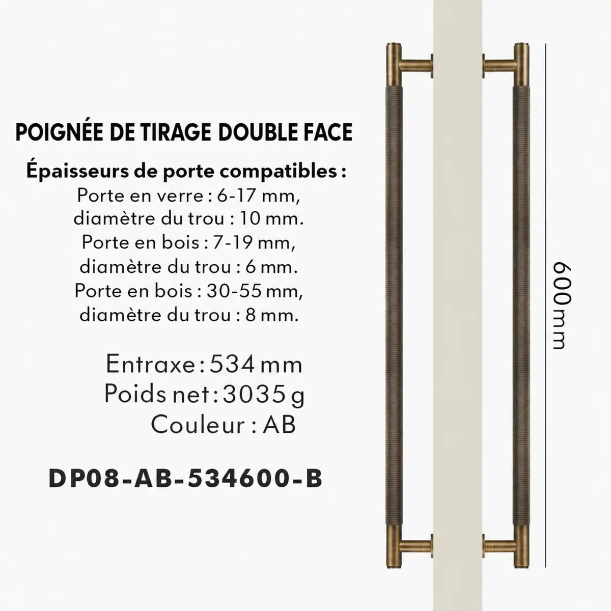 Poignée de Tirage en Laiton Bronze Brossé