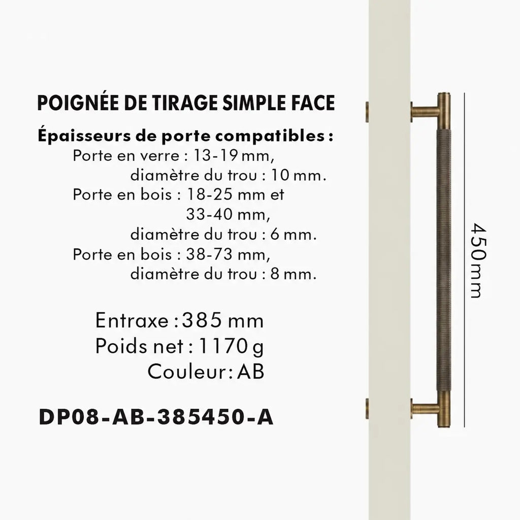 Poignée de Tirage en Laiton Bronze Brossé