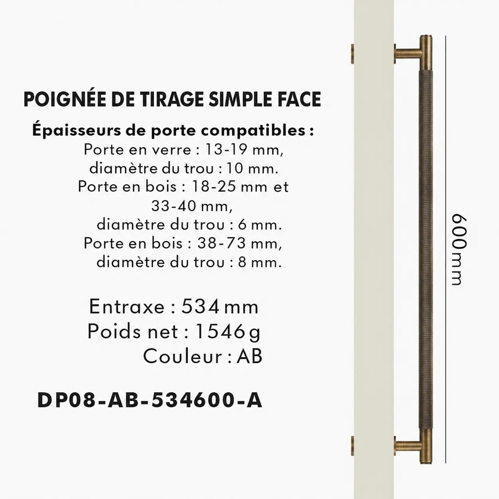 Poignée de Tirage en Laiton Bronze Brossé