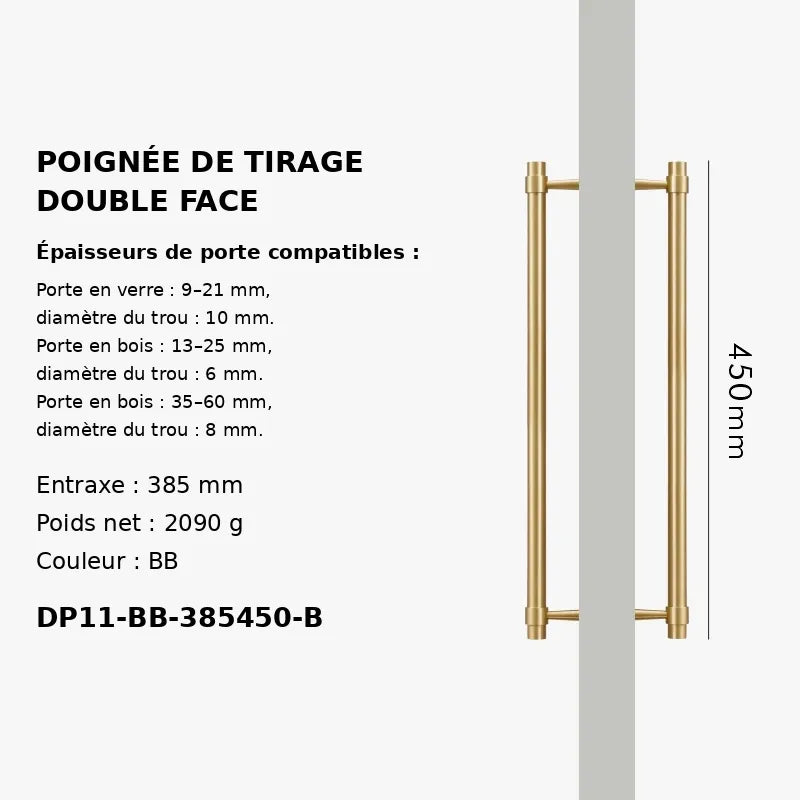 Poignée de Tirage en Laiton Massif 450mm