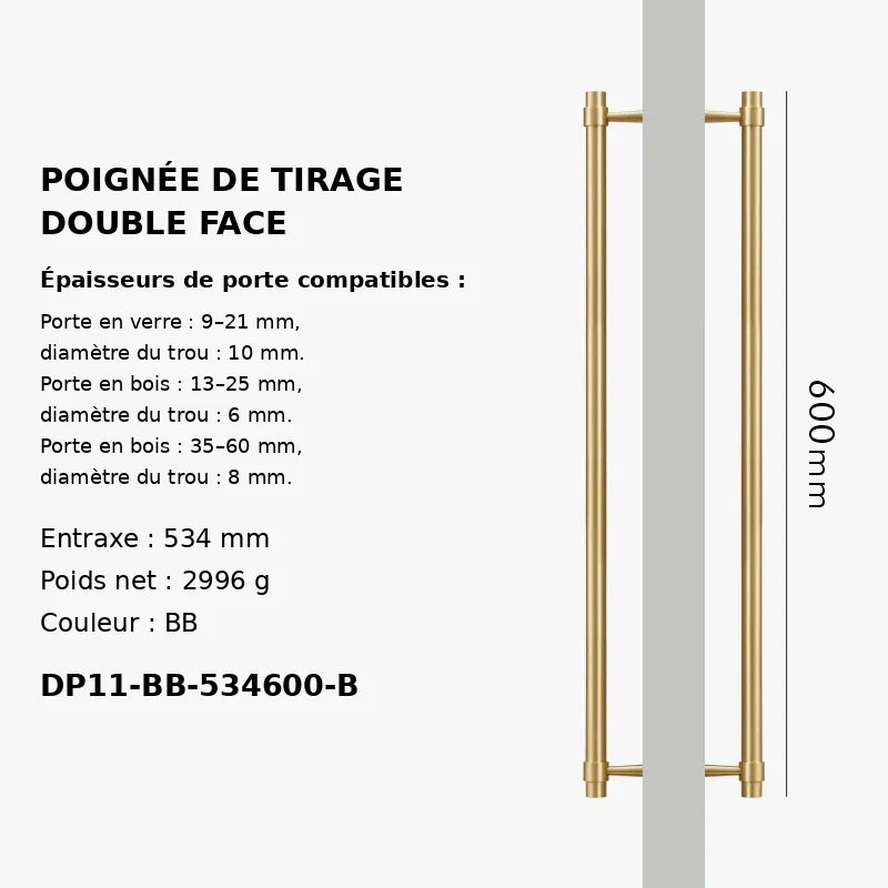Poignée de Tirage en Laiton Massif600mm