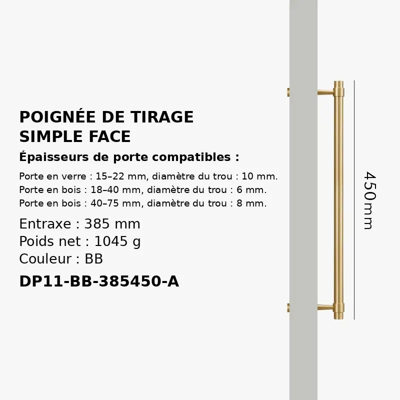 Poignée de Tirage en Laiton Massif 450mm