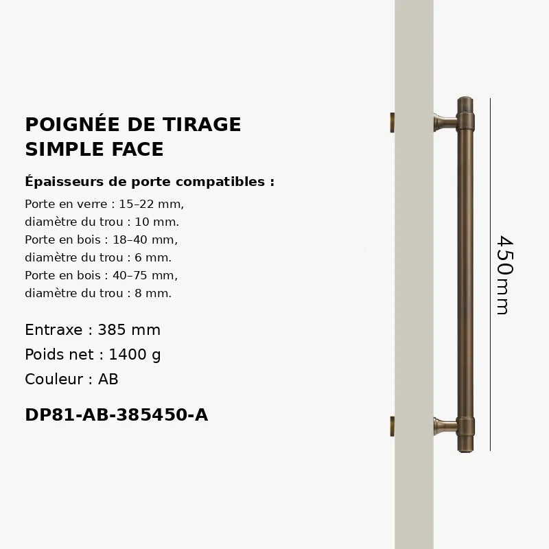 Poignée de Tirage en Laiton Style Bronze Moderne