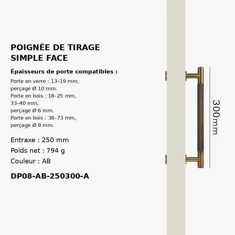 Poignée moletée en laiton Style Bronze