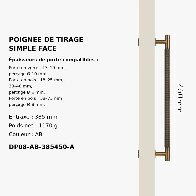 Poignée moletée en laiton Style Bronze
