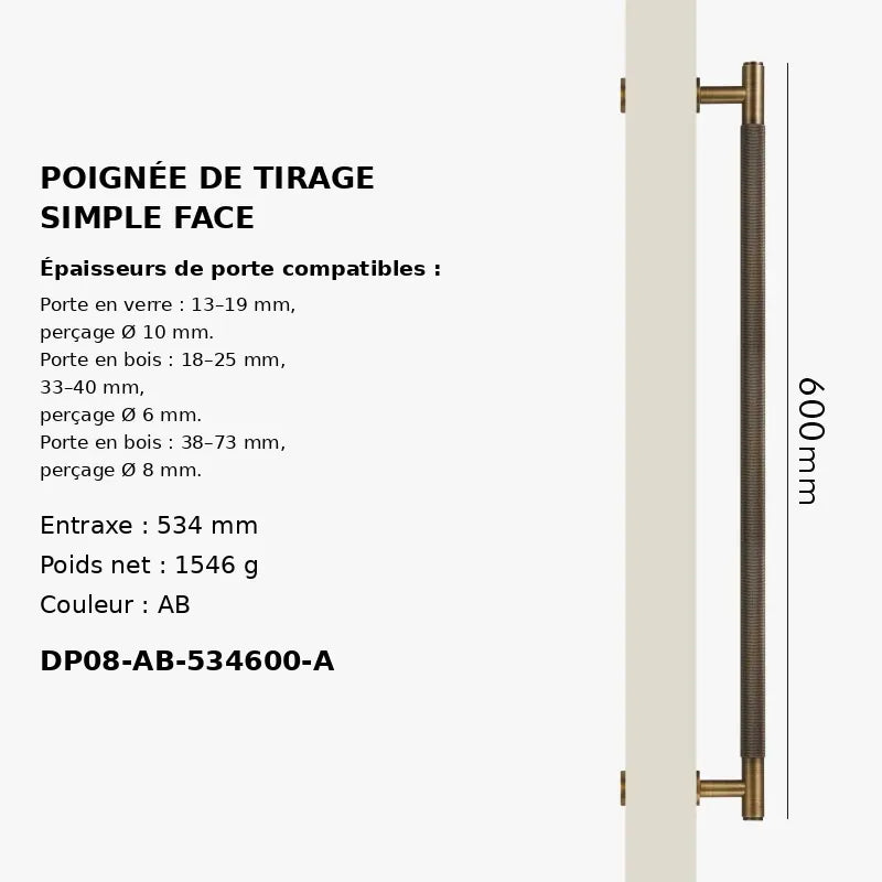 Poignée moletée en laiton Style Bronze