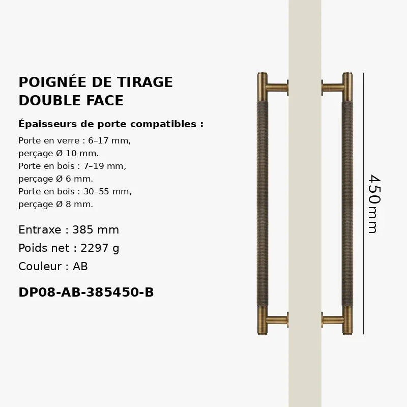 Poignée moletée en laiton Style Bronze