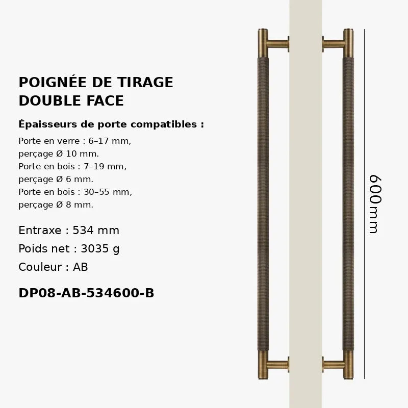 Poignée moletée en laiton Style Bronze
