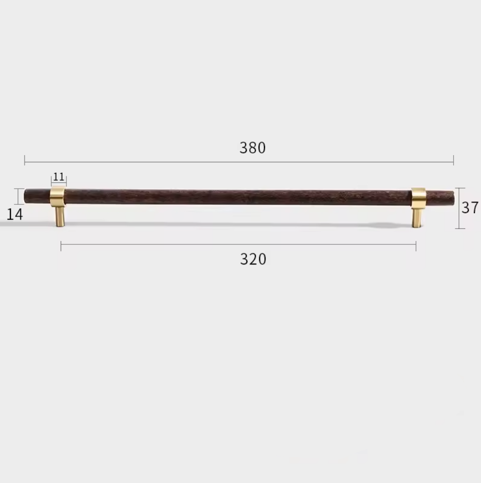 Poignées de Meuble Bois de Noyer Naturel et Laiton