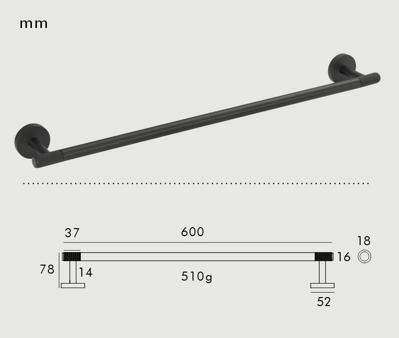 Porte-Serviettes & Accessoires Noir Mat